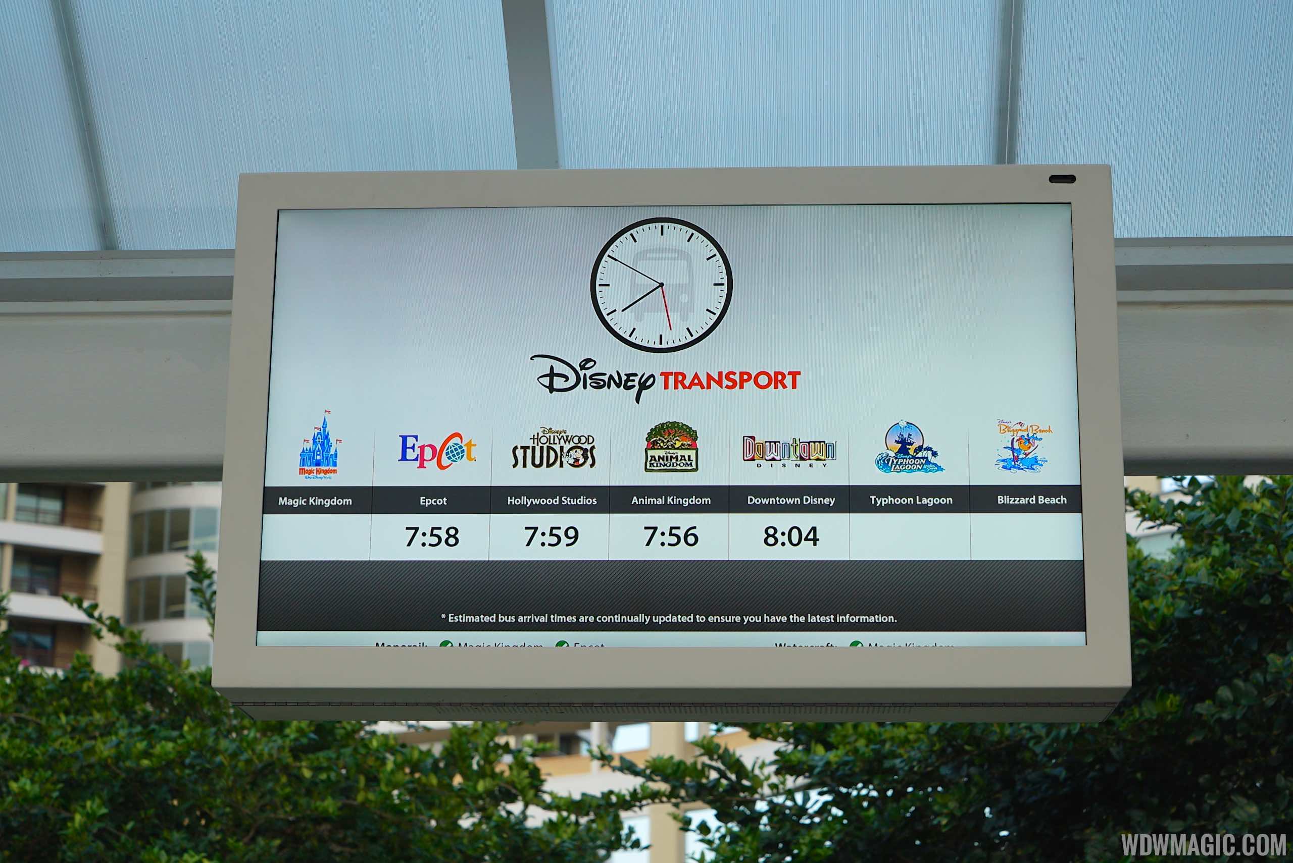 PHOTOS - Disney's Contemporary Resort bus stop adds arrival time screens