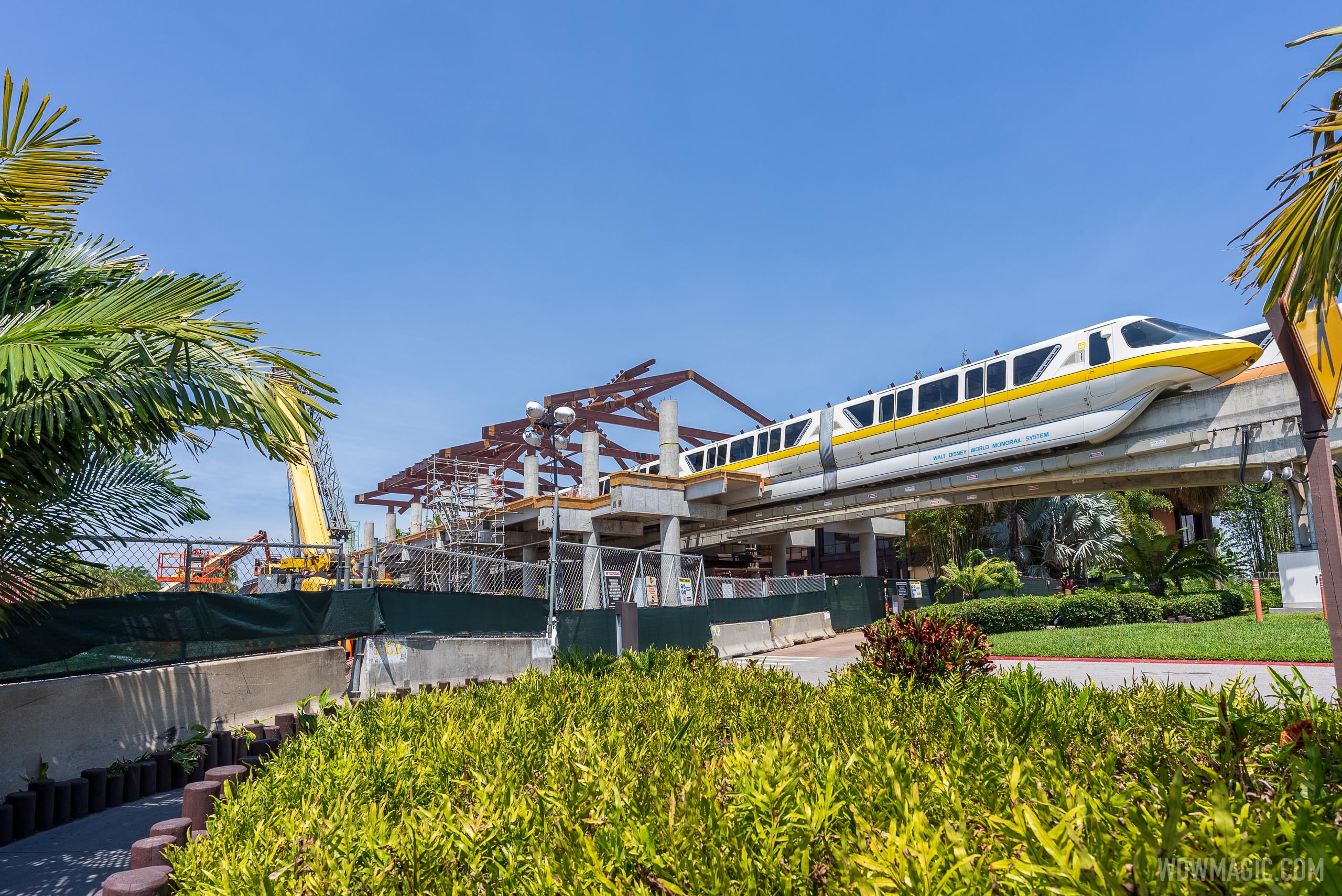 Polynesian Village Resort monorail station construction - April 16 2021