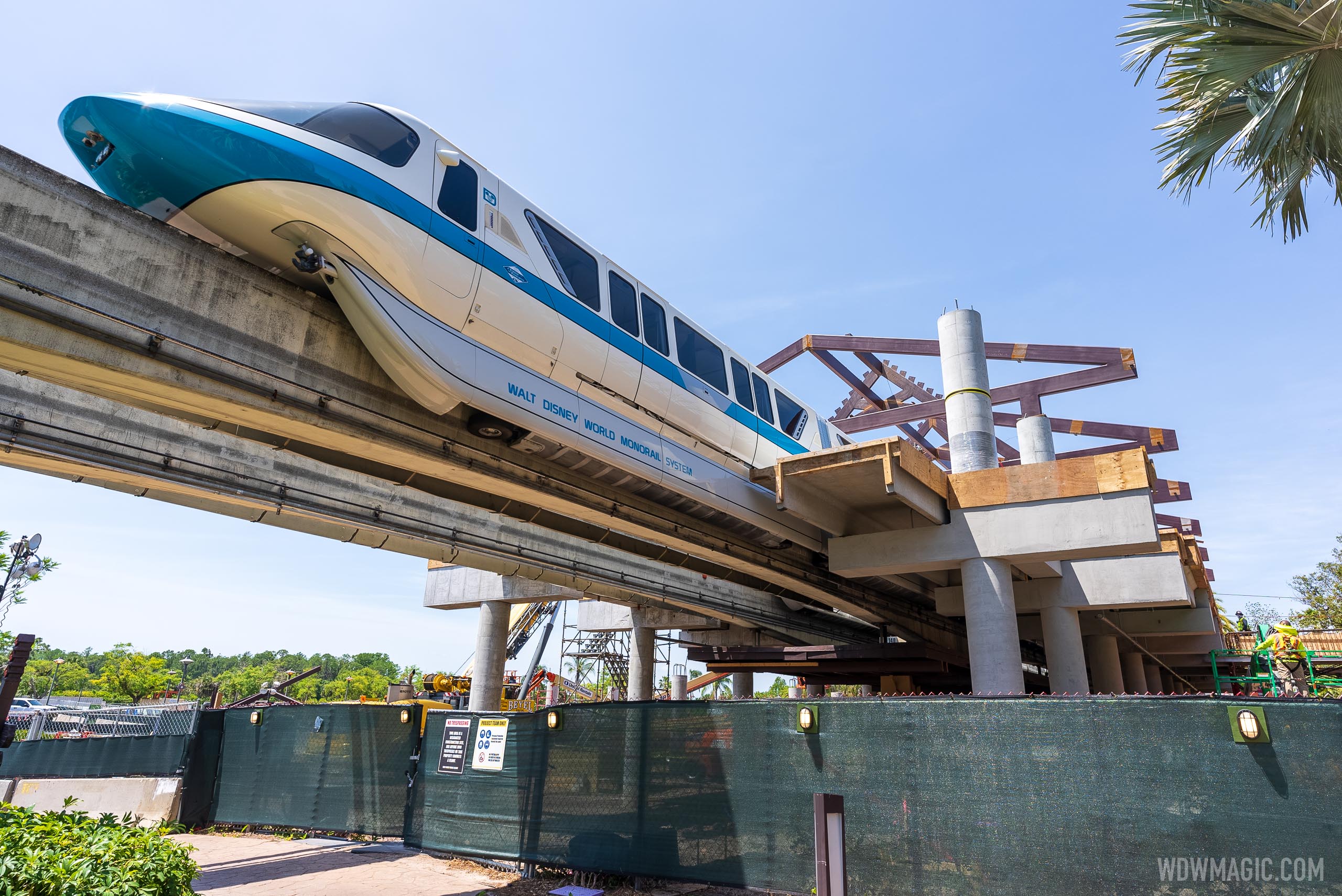 Polynesian Village Resort monorail station construction April 16 2021