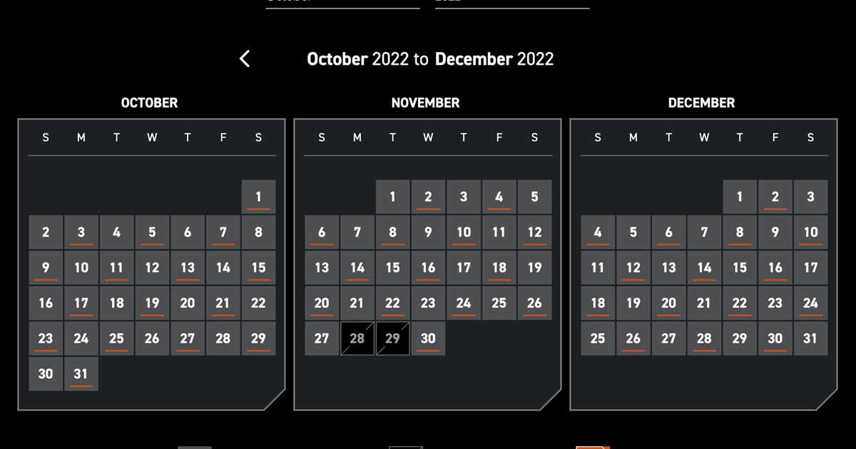 Star Wars Galactic Starcruiser Oct Dec 2022 calendar
