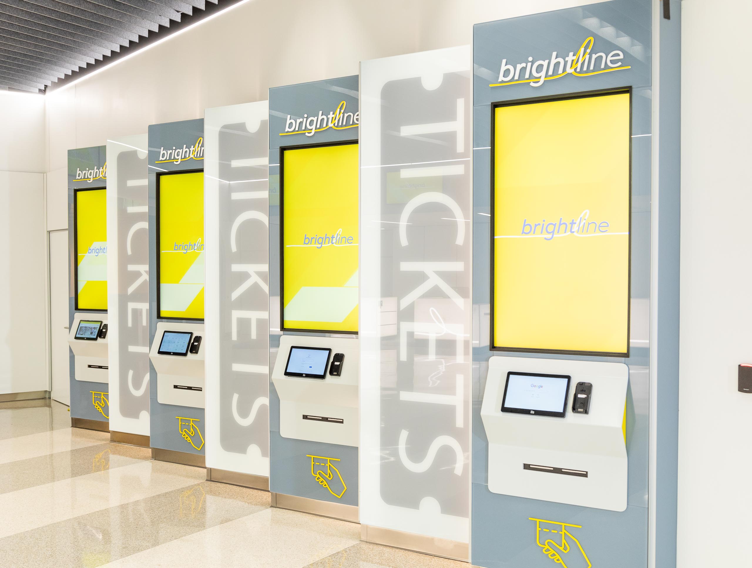 Passenger seating inside a Brightline train